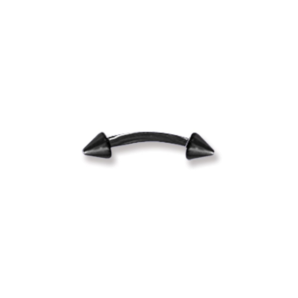 Plated SGSS Curv BB w Cones 18G (1mm) 5/16 (8mm) Long Black (ZR-DS11)
