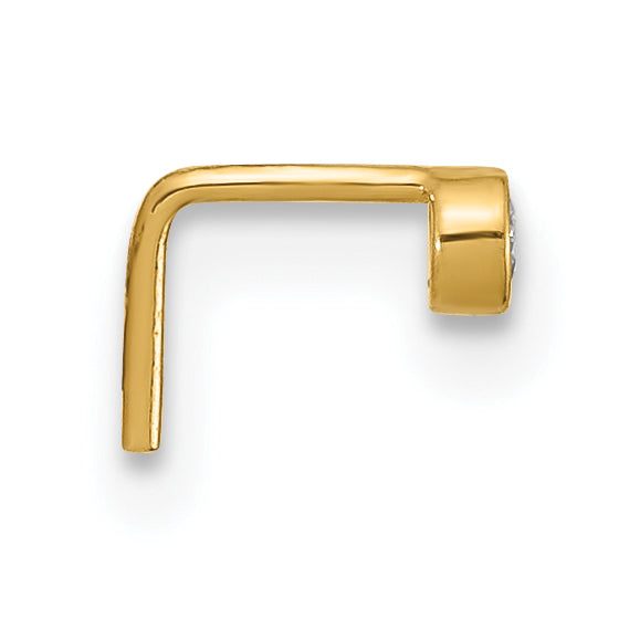 14K 22 Gauge 2.5Mm Cz Nose Stud