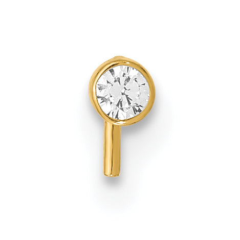 14K 22 Gauge 2.5Mm Cz Nose Stud