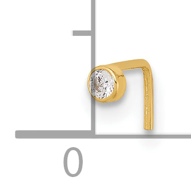 14K 22 Gauge 2.5Mm Cz Nose Stud