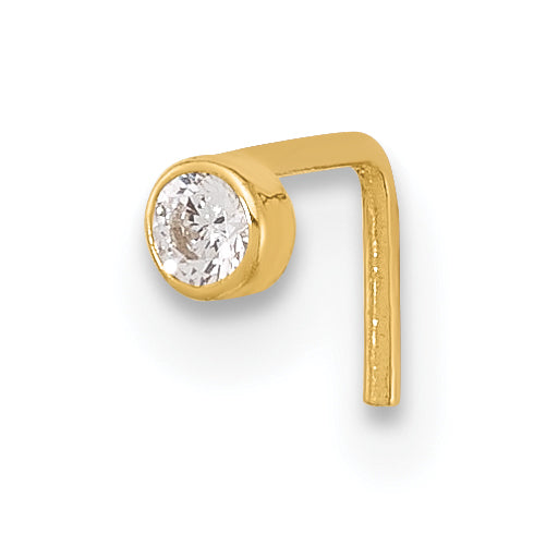 14K 22 Gauge 2.5Mm Cz Nose Stud