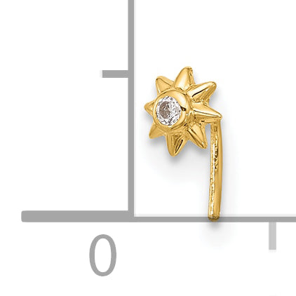 14K 23 Gauge Cz Sun Nose Stud
