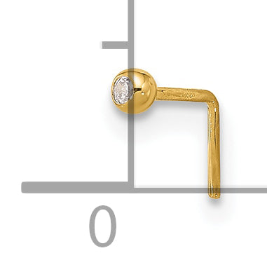14K 23 Gauge 2.2Mm Cz Nose Stud