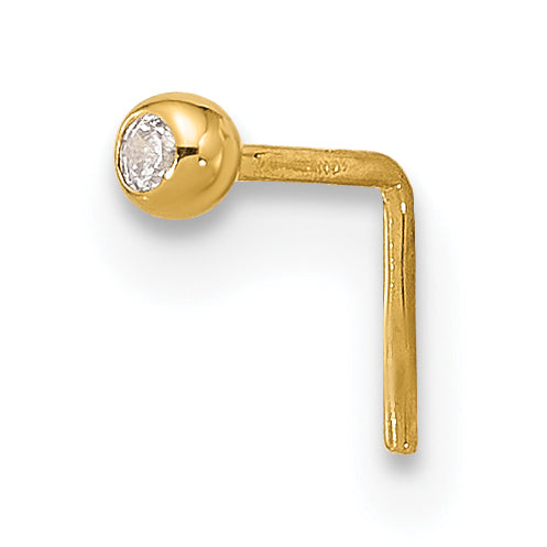 14K 23 Gauge 2.2Mm Cz Nose Stud