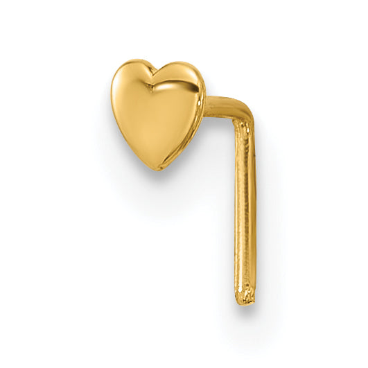 14K 22 Gauge Polished Heart Nose Stud