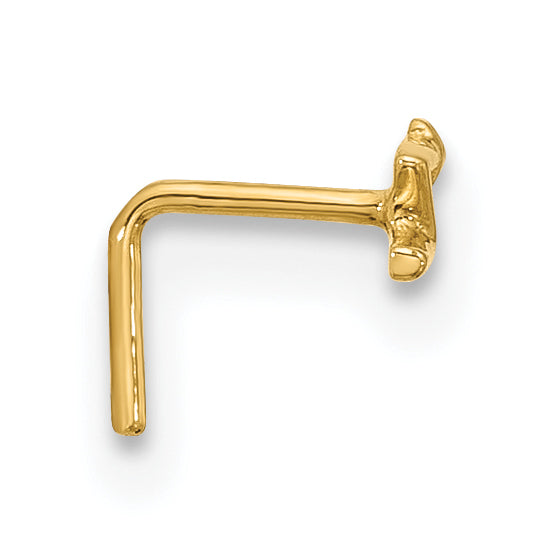 14K 22 Gauge Lightning Bolt Nose Stud