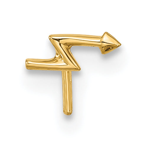 14K 22 Gauge Lightning Bolt Nose Stud