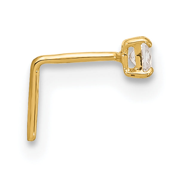 14K 22 Gauge 2.5Mm Square Cz Nose Stud