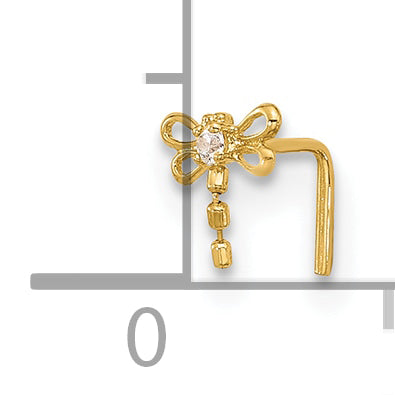 14K 22 Gauge Cz Butterfly Nose Stud