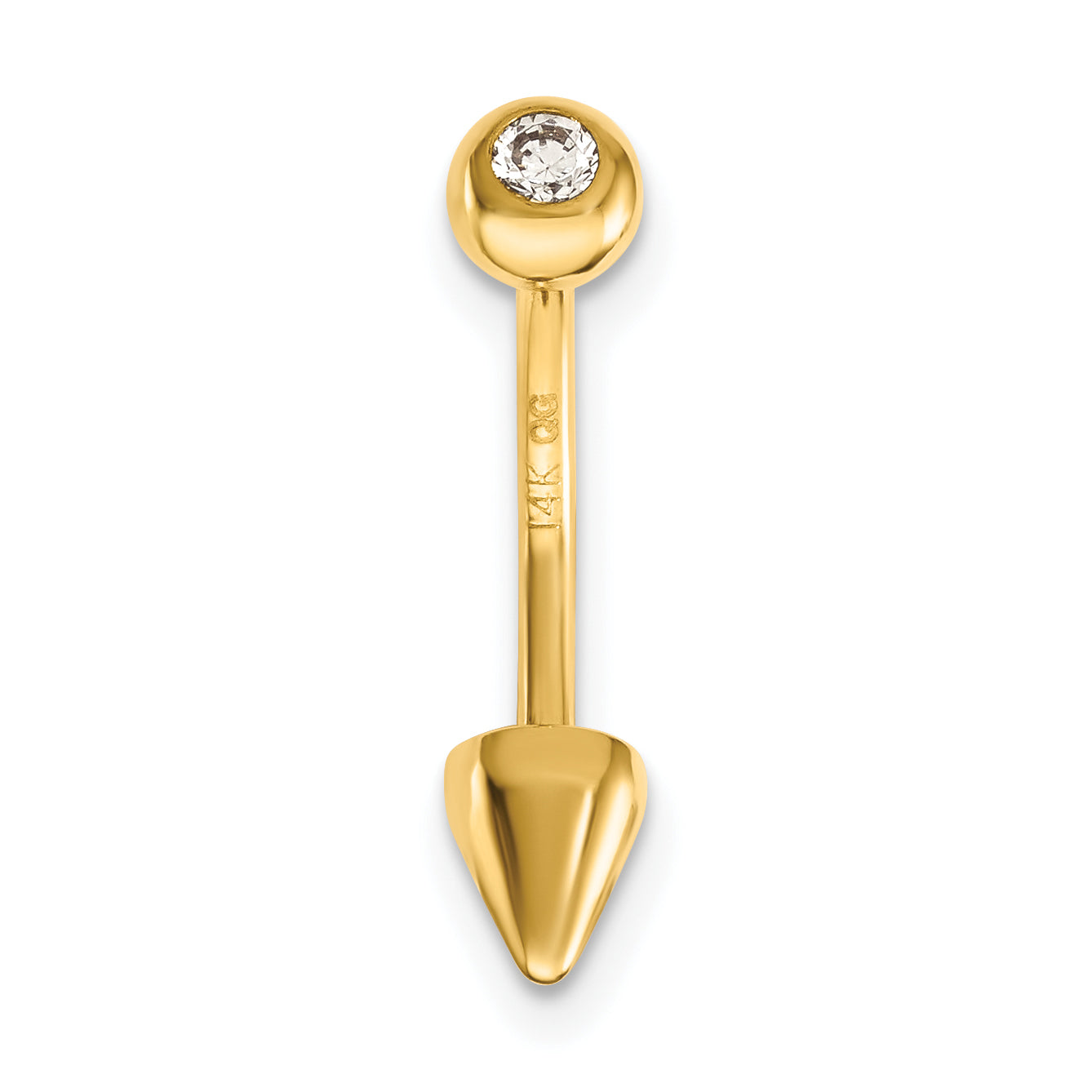 14K 16 Gauge Cz Cone Belly Ring