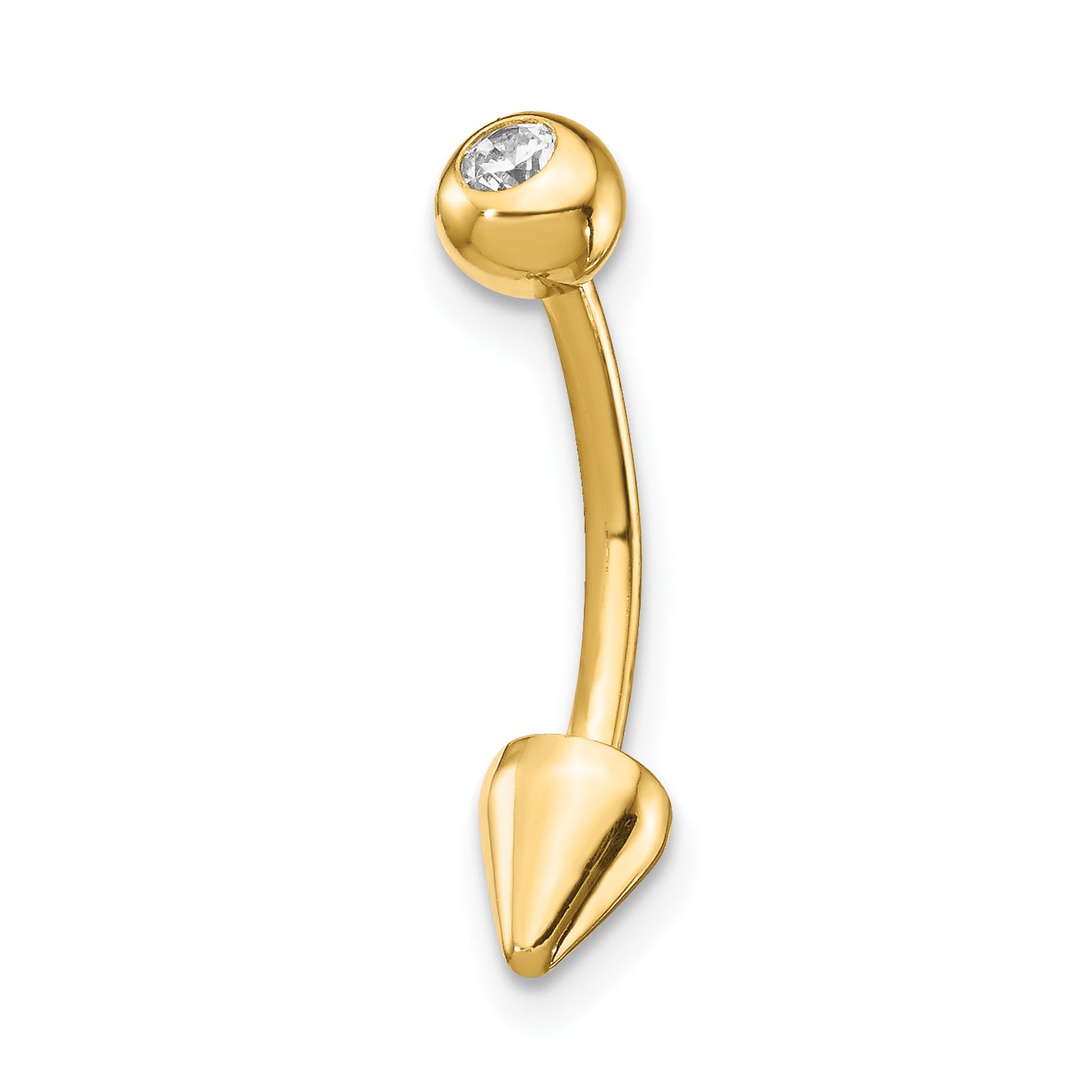 14K 16 Gauge Cz Cone Belly Ring