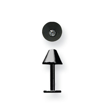 316L SRG GR SSTL 16G 5/16in.w/4mm Black Cone w/Clr CZ Labret