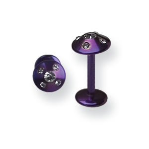 316L Srg Gr Sstl 16G 5/16In.5Mm 5-Clr Czs Ttpurp Cone Labret