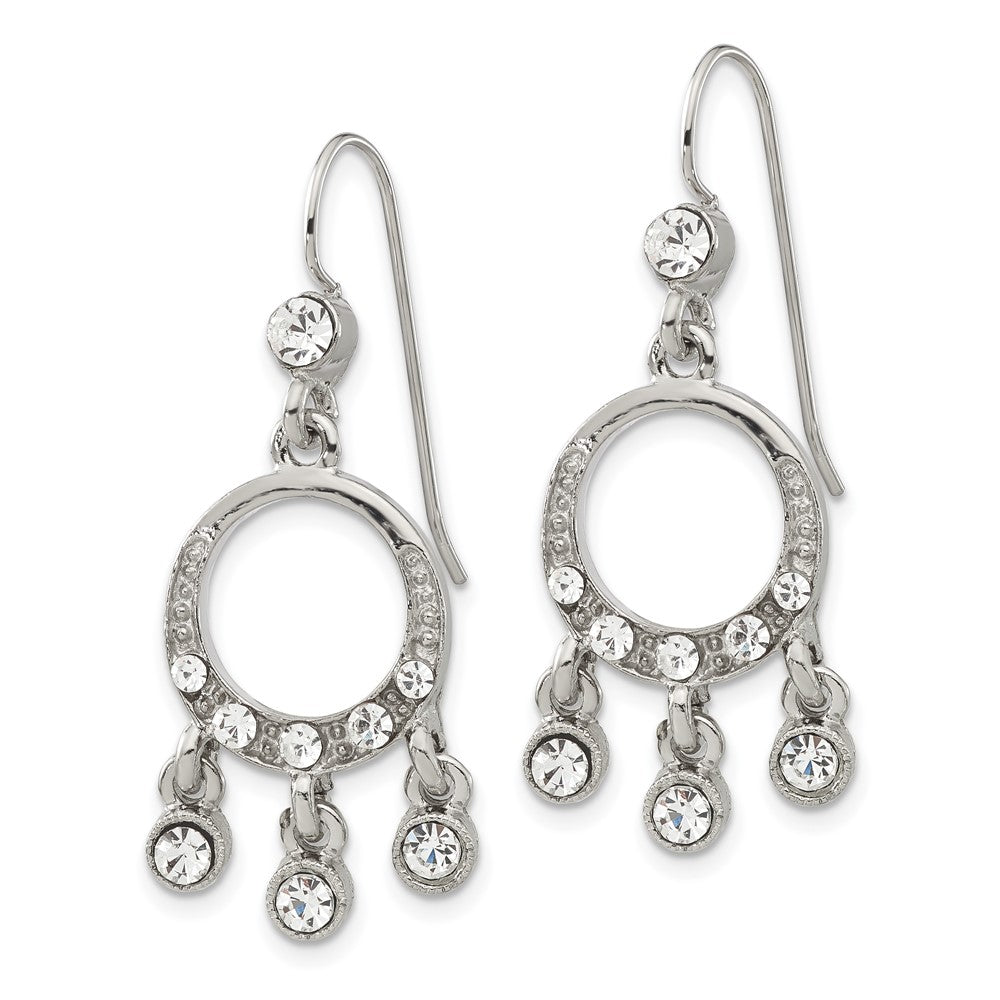 1928 Silver-tone Crystal Chandelier Dangle Earrings