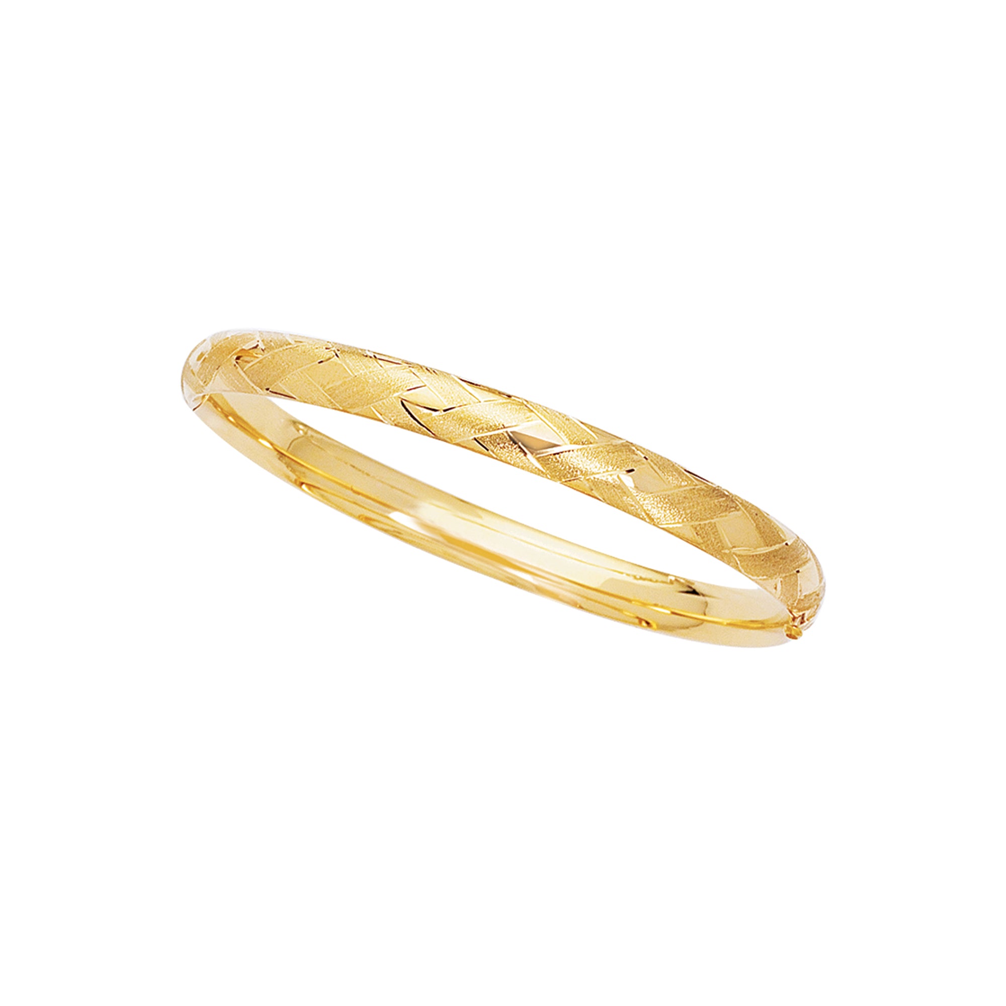 14K Yellow Gold 8" X Pattern Bangle