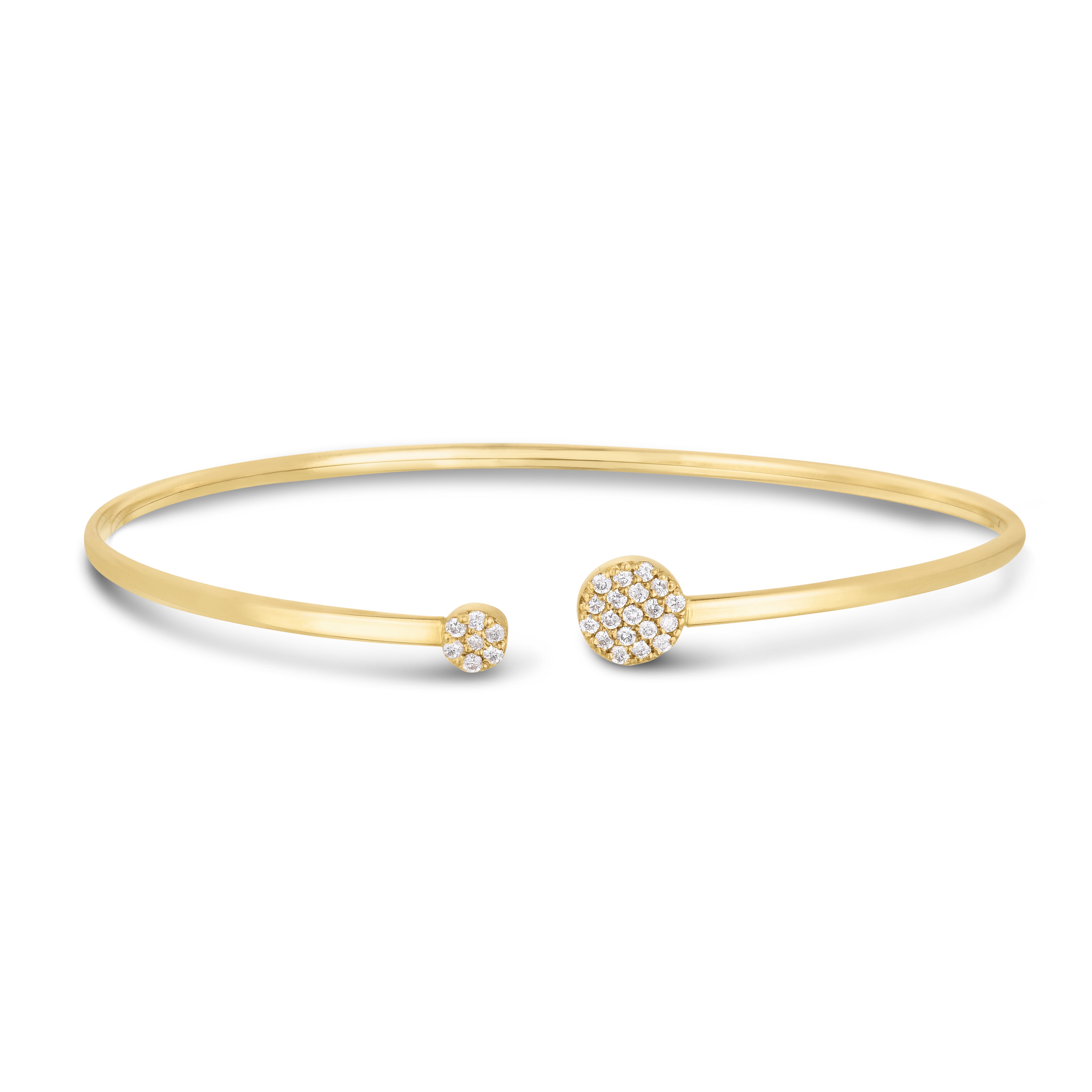 14K Gold Asymmetrical Diamond Cluster Cuff Bangle