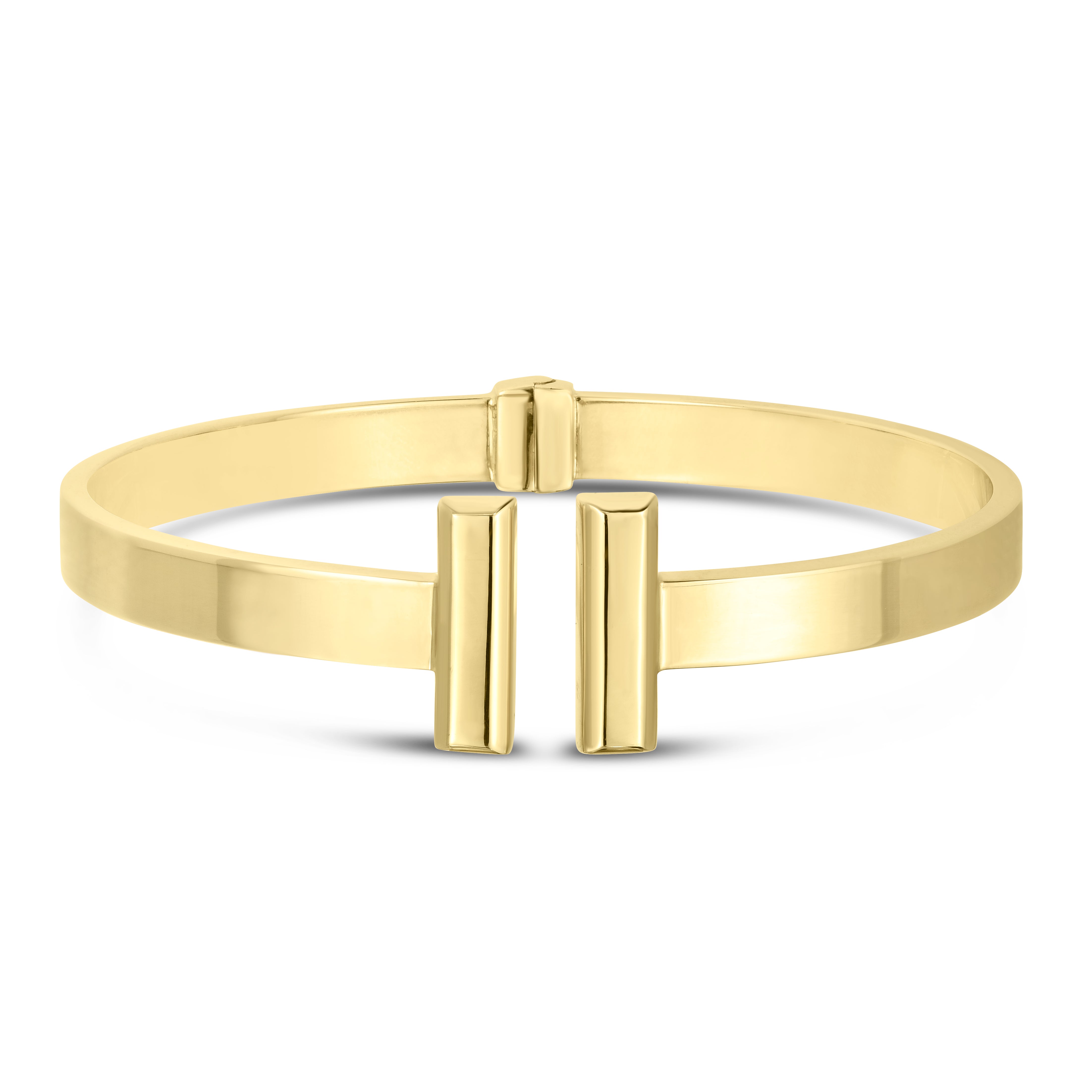 14K Yellow Gold Polished 6Mm Bar Cuff Bangle