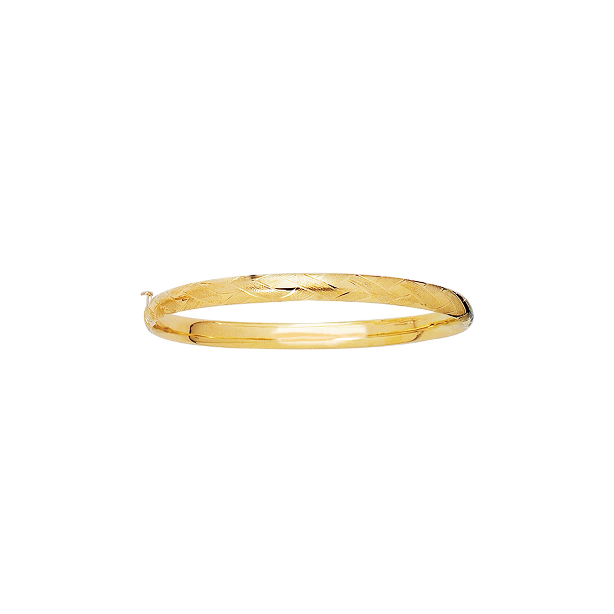 14K Yellow Gold 5.5" X Pattern Children's Bangle