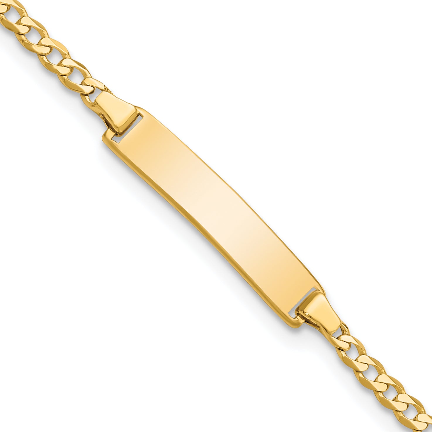 14K Flat Curb Link Id Bracelet