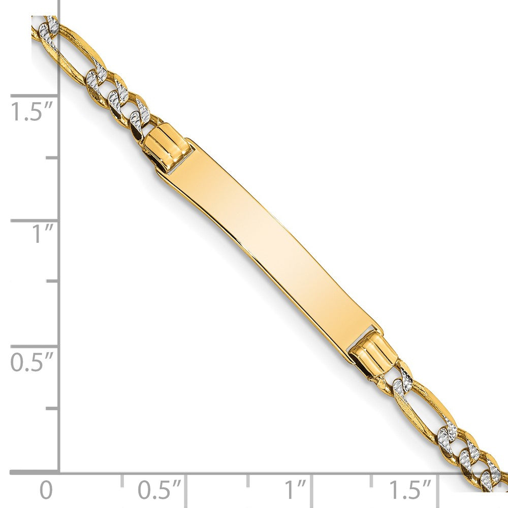 14k w/Rhodium Children's PavÇ Figaro Link ID Bracelet