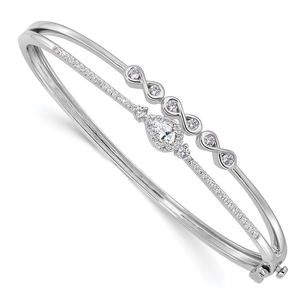 14K White Gold Lab Grown VS/SI FGH Dia Infinity and Pear Bangle Bracelet