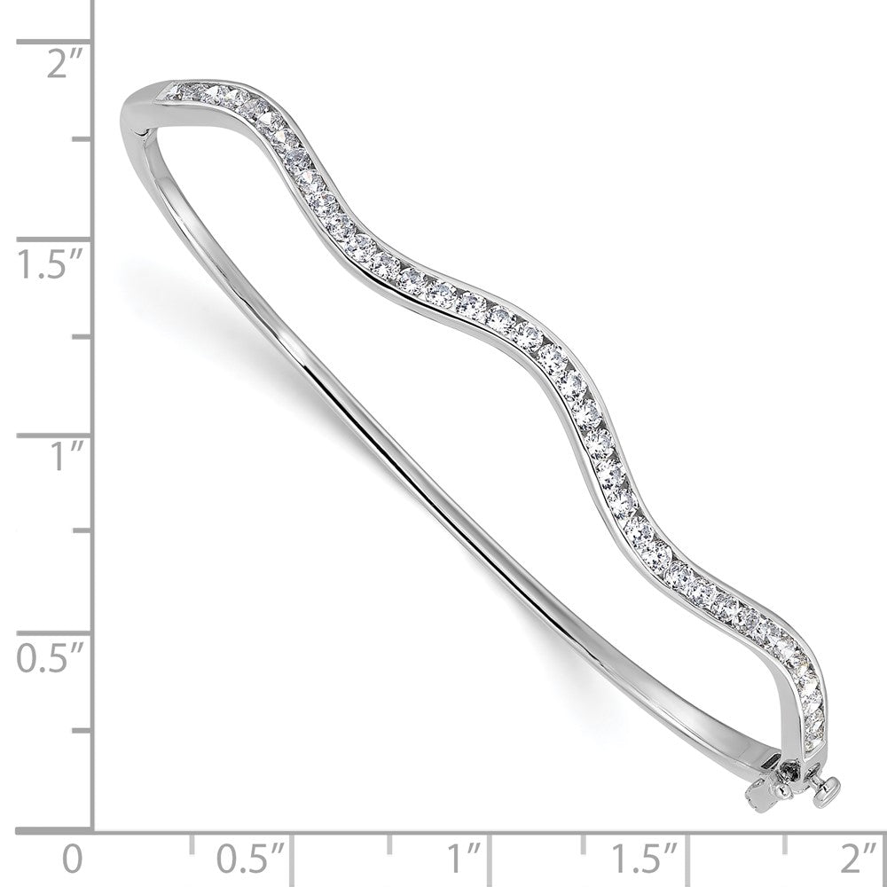 14K White Gold Lab Grown Diamond VS/SI FGH Wavy Bangle Bracelet