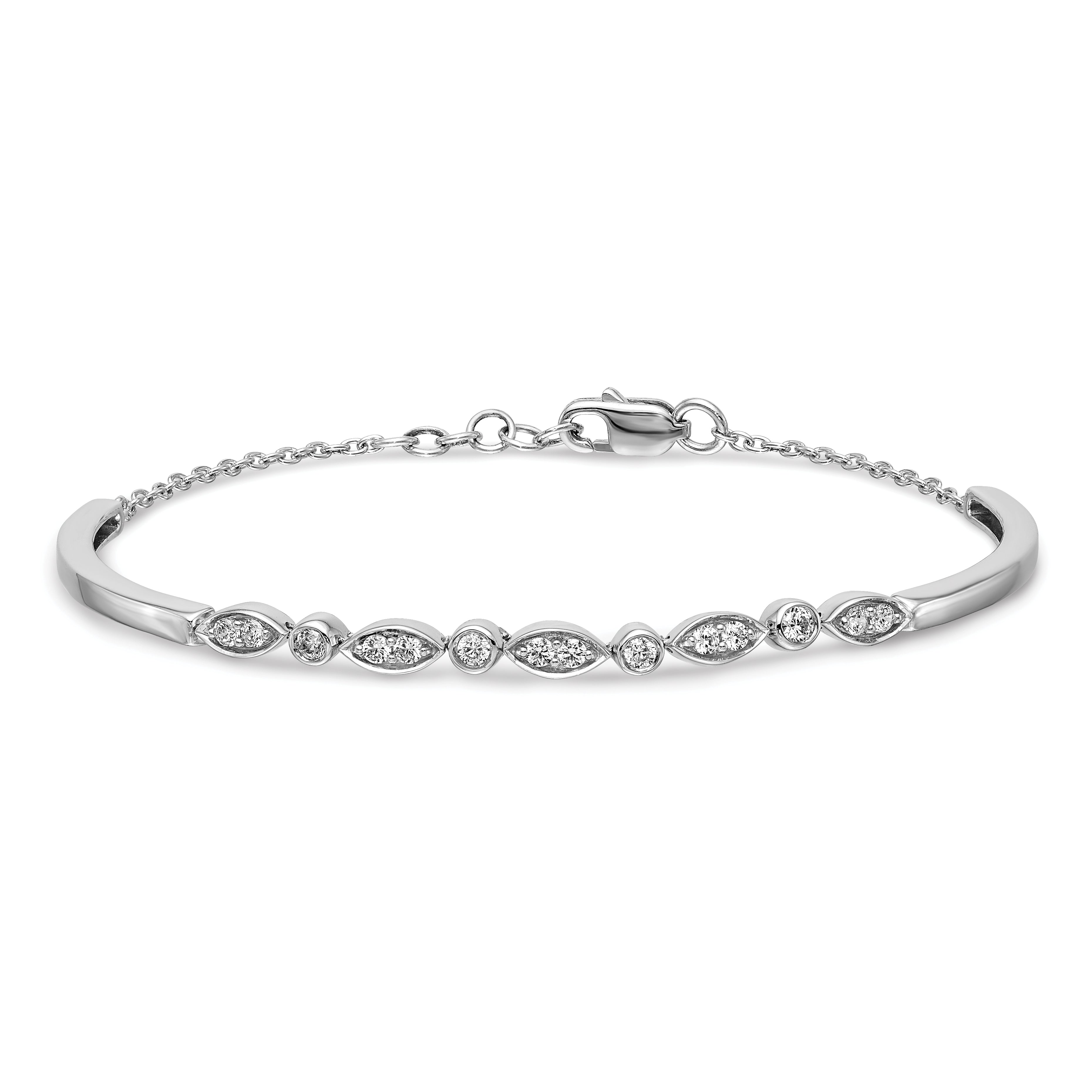 14K White Gold Lab Grown Diamond Vs/Si Fgh Bangle Bracelet