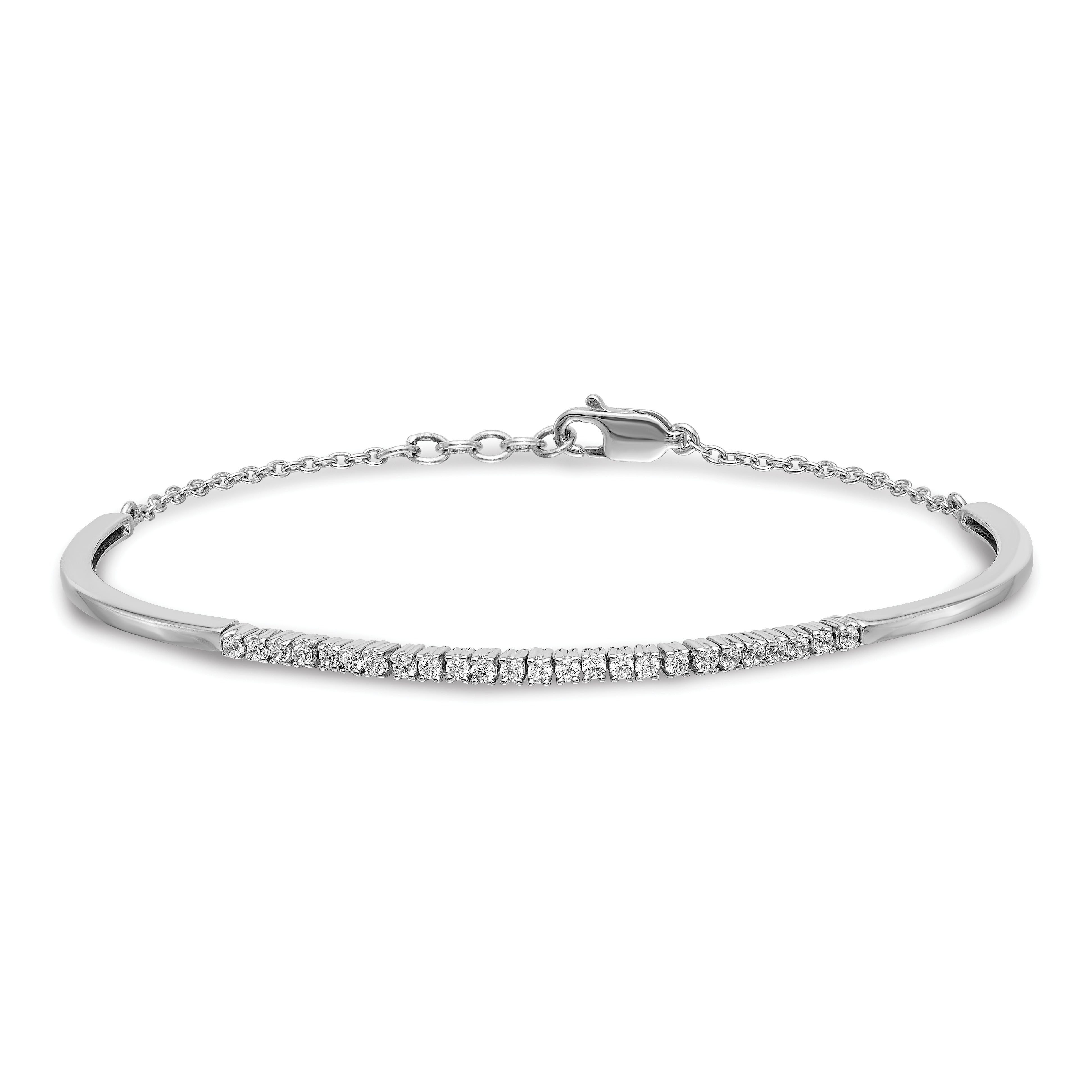 14K White Gold Lab Grown Vs/Si Fgh Dia Bangle Bracelet