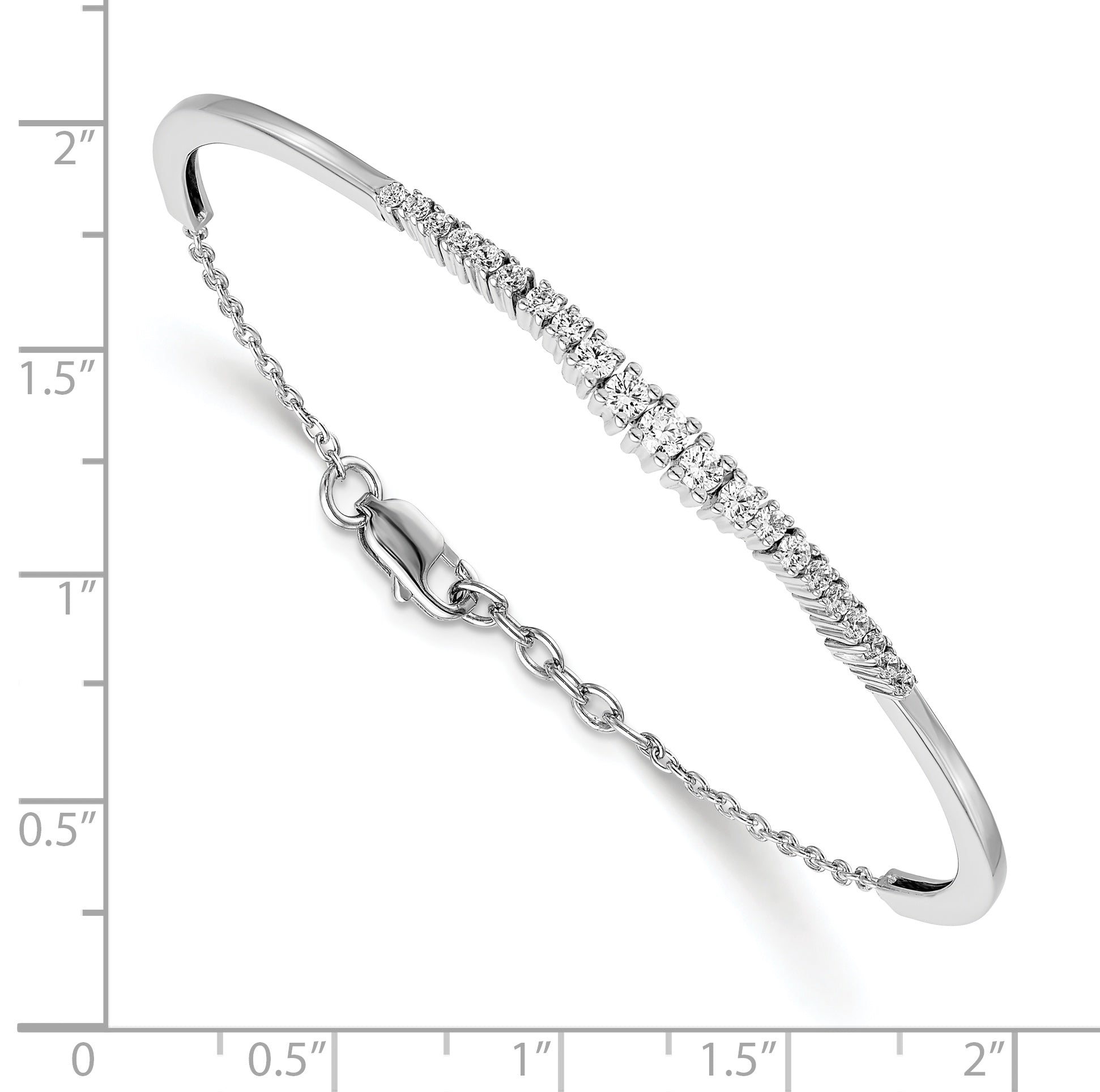 14K White Gold Lab Grown Diamond Vs/Si Fgh Graduated Bangle Bracelet