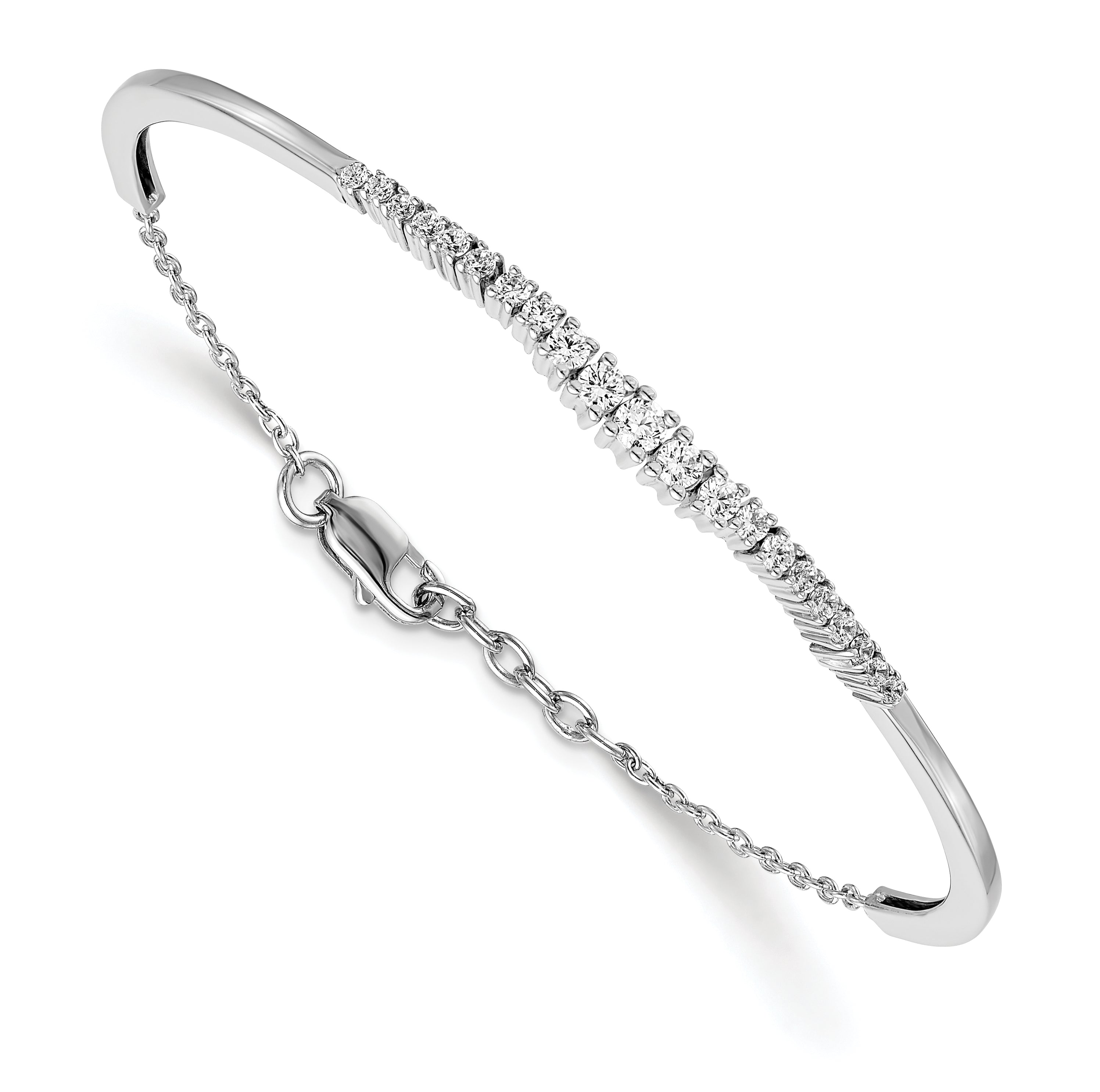 14K White Gold Lab Grown Diamond Vs/Si Fgh Graduated Bangle Bracelet