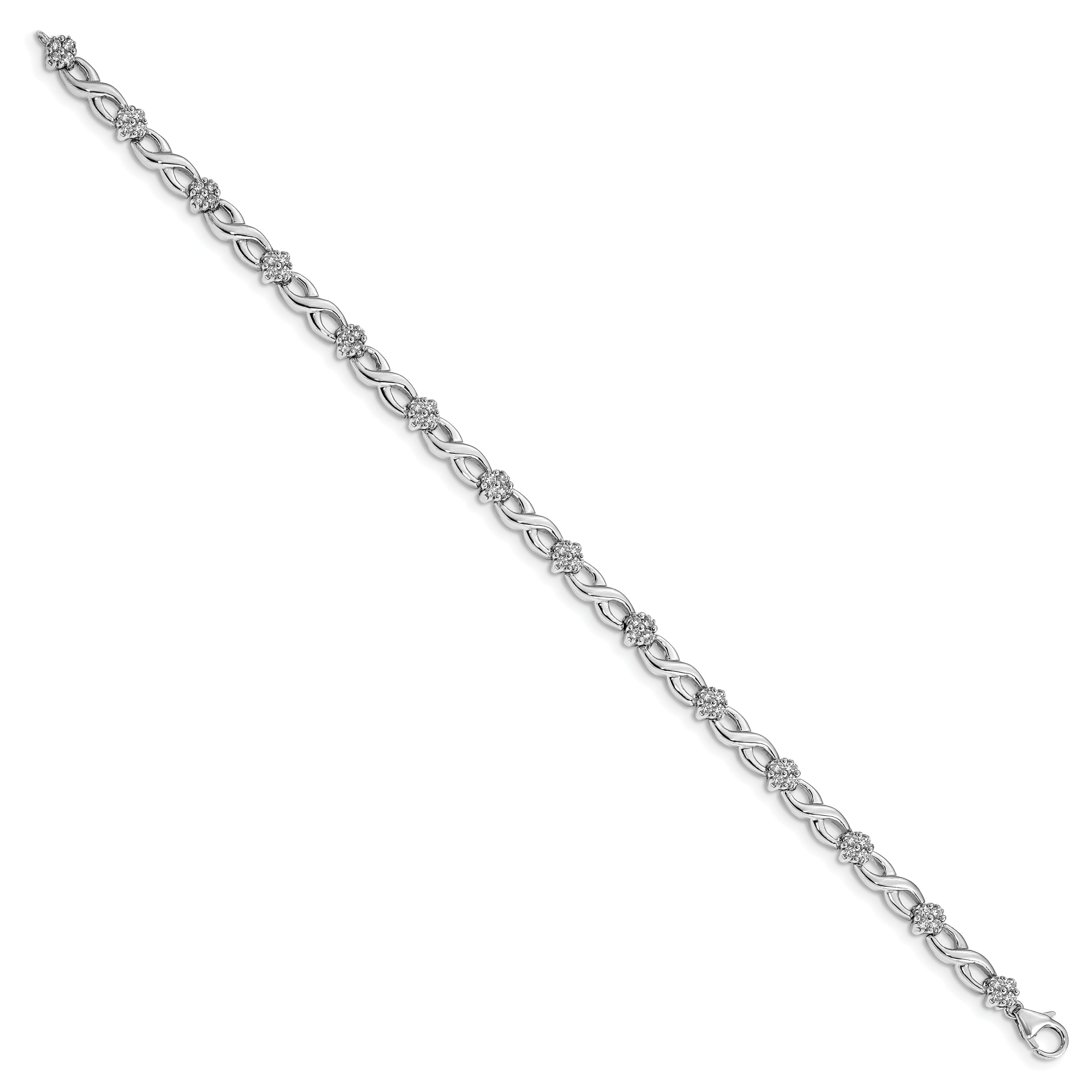 14k White Gold 1 carat Lab Grown Diamond VS/SI+ G+ 7 inch Flower Infinity Bracelet