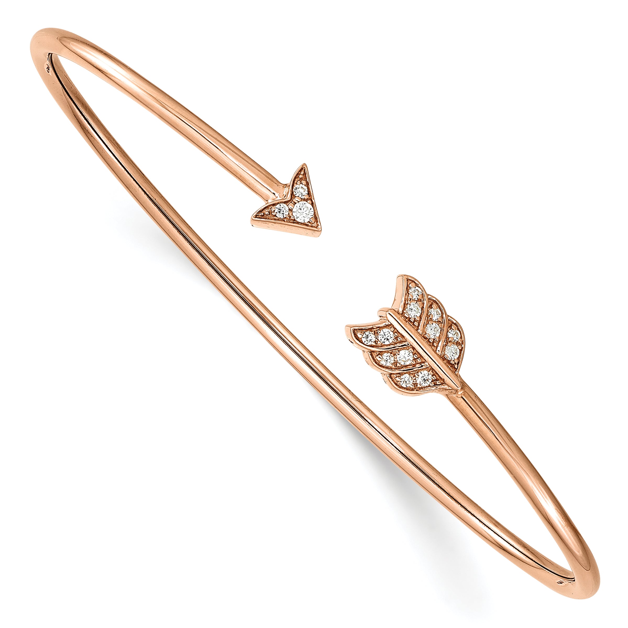 14K Rose Gold Lab Grown Vs/Si Fgh Dia Arrow Cuff Bangle