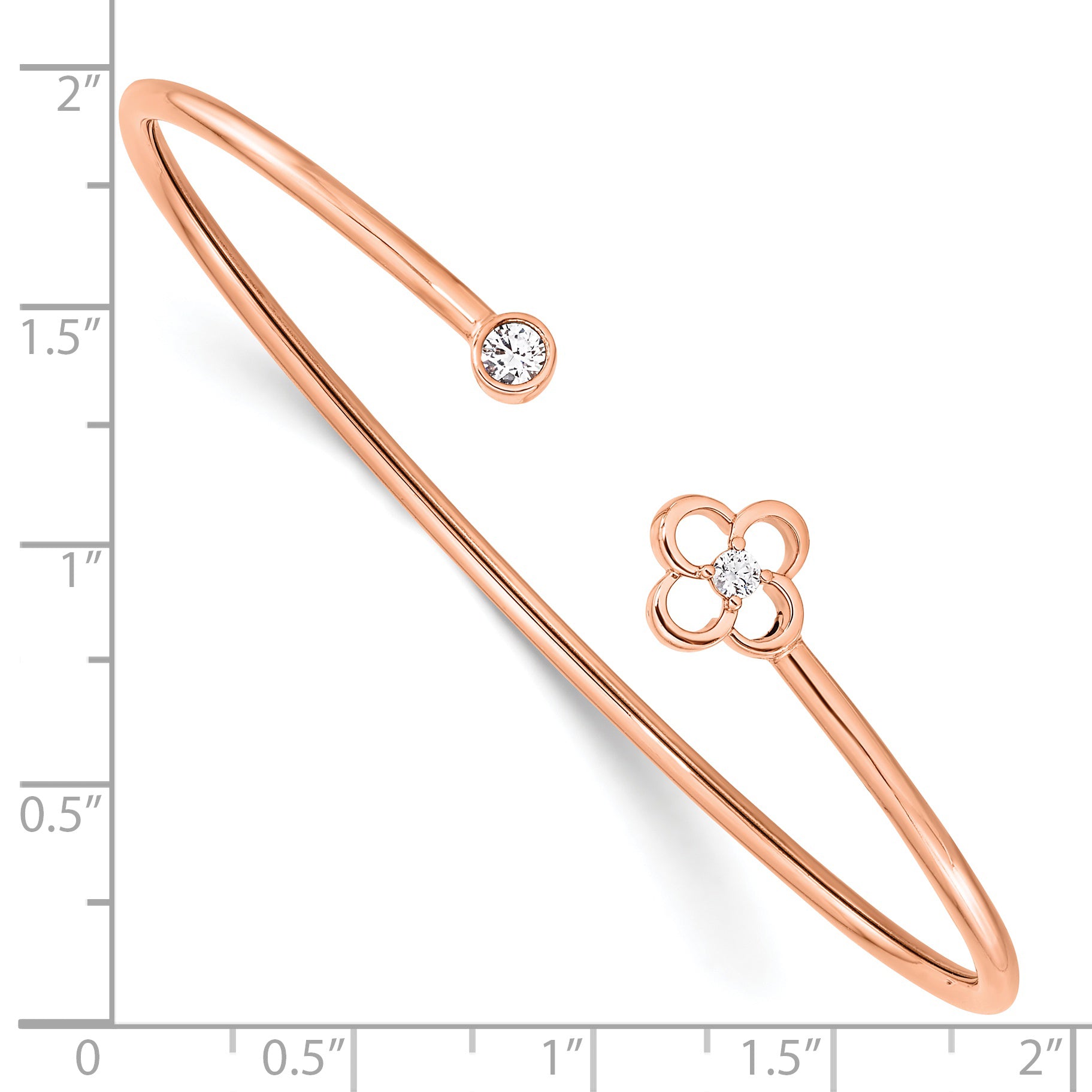 14k Rose Gold 1/6 carat Lab Grown Diamond VS/SI+ G+ Floral Flexible Bangle Bracelet