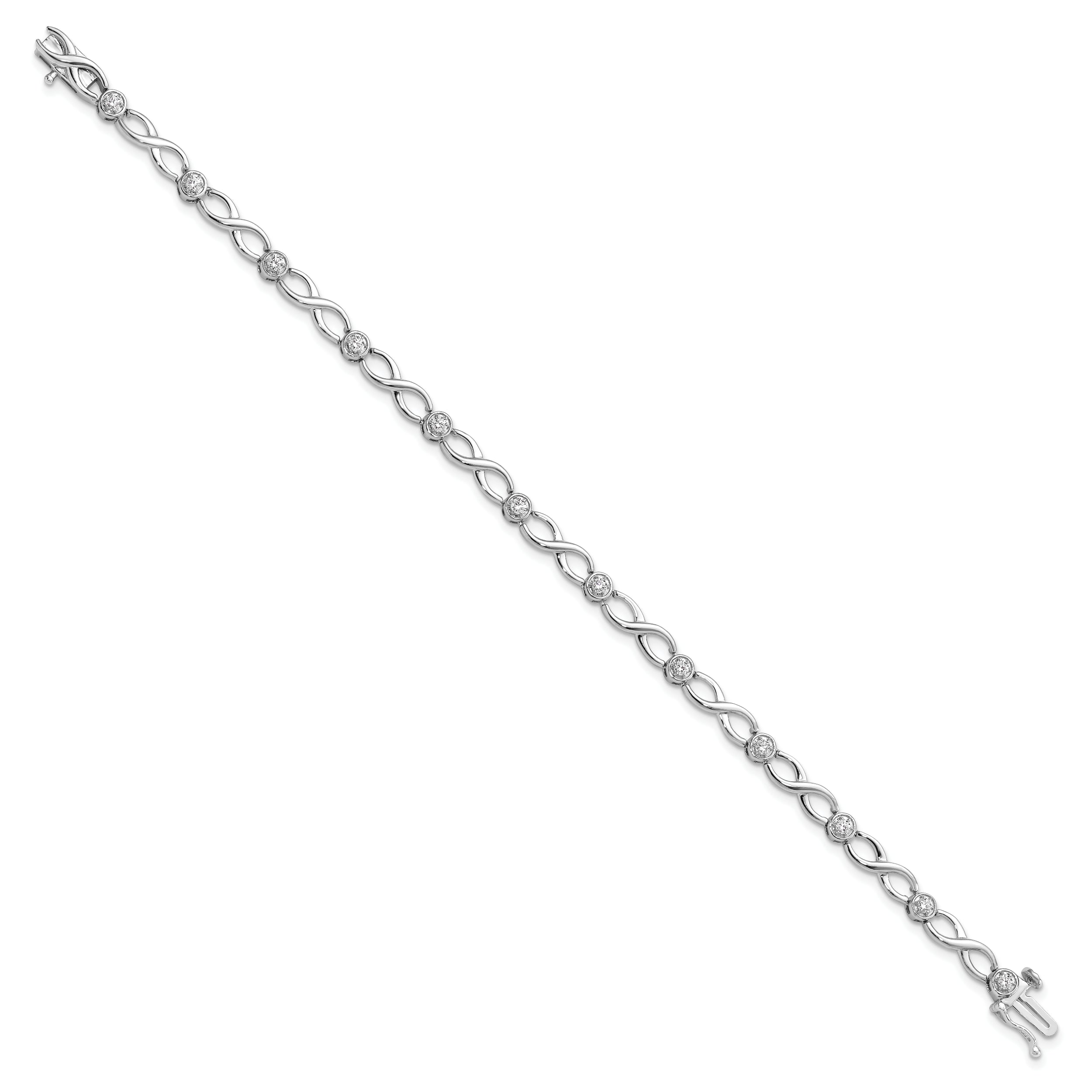 14k White Gold 1/2 carat Lab Grown Diamond VS/SI+ G+ 7.25 inch Infinity Bracelet