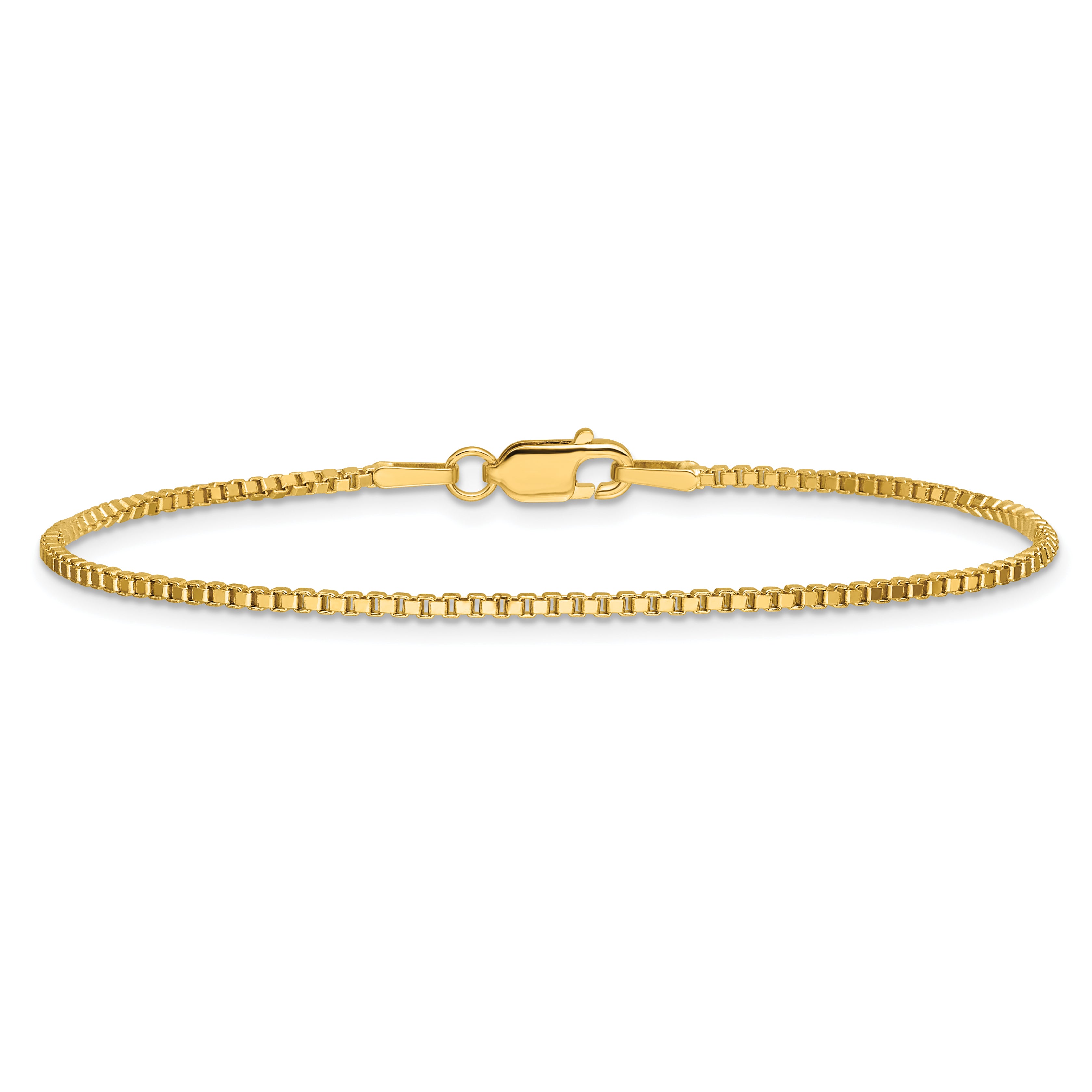 14K 7 inch 1.5mm Box with Lobster Clasp Bracelet