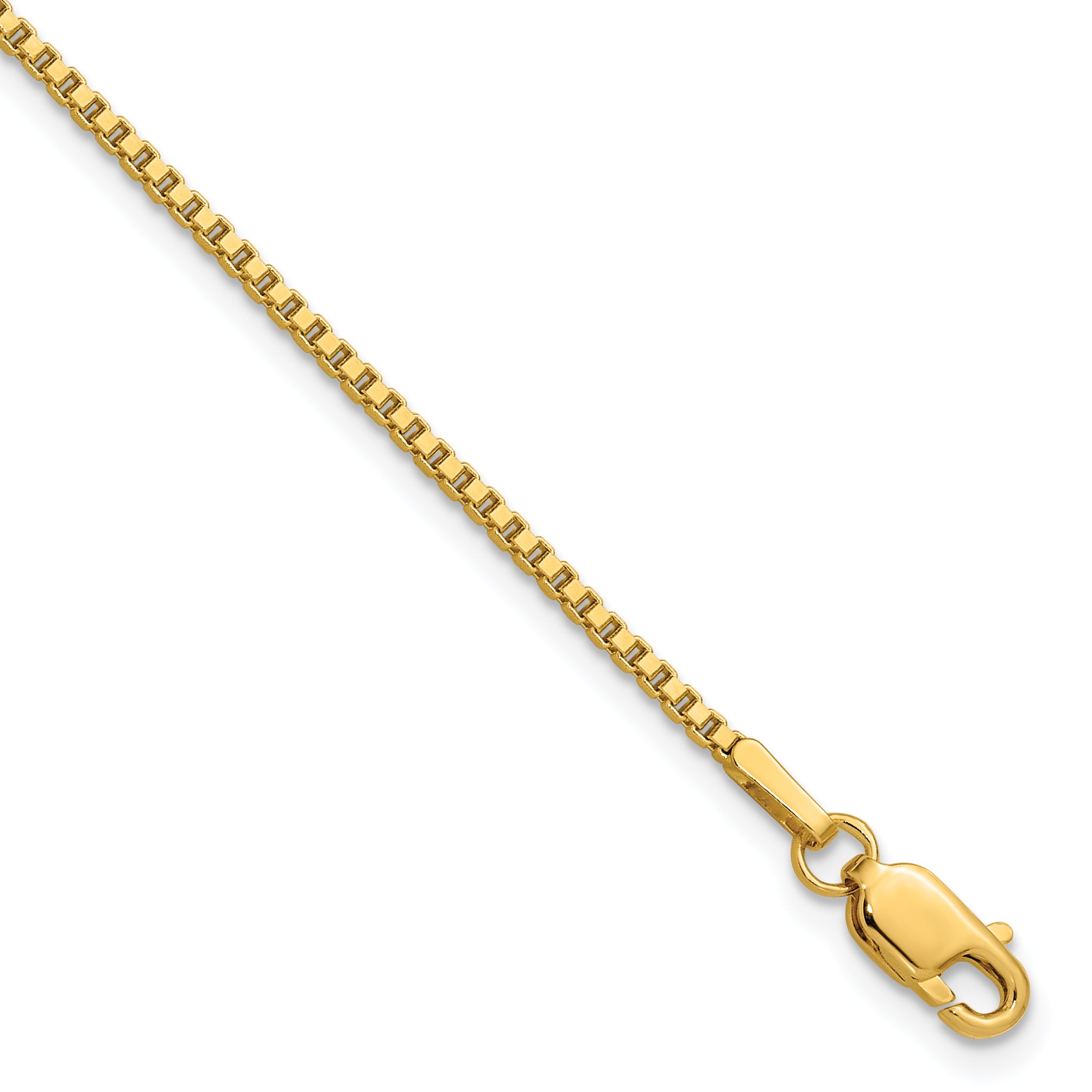 14K 7 inch 1.5mm Box with Lobster Clasp Bracelet
