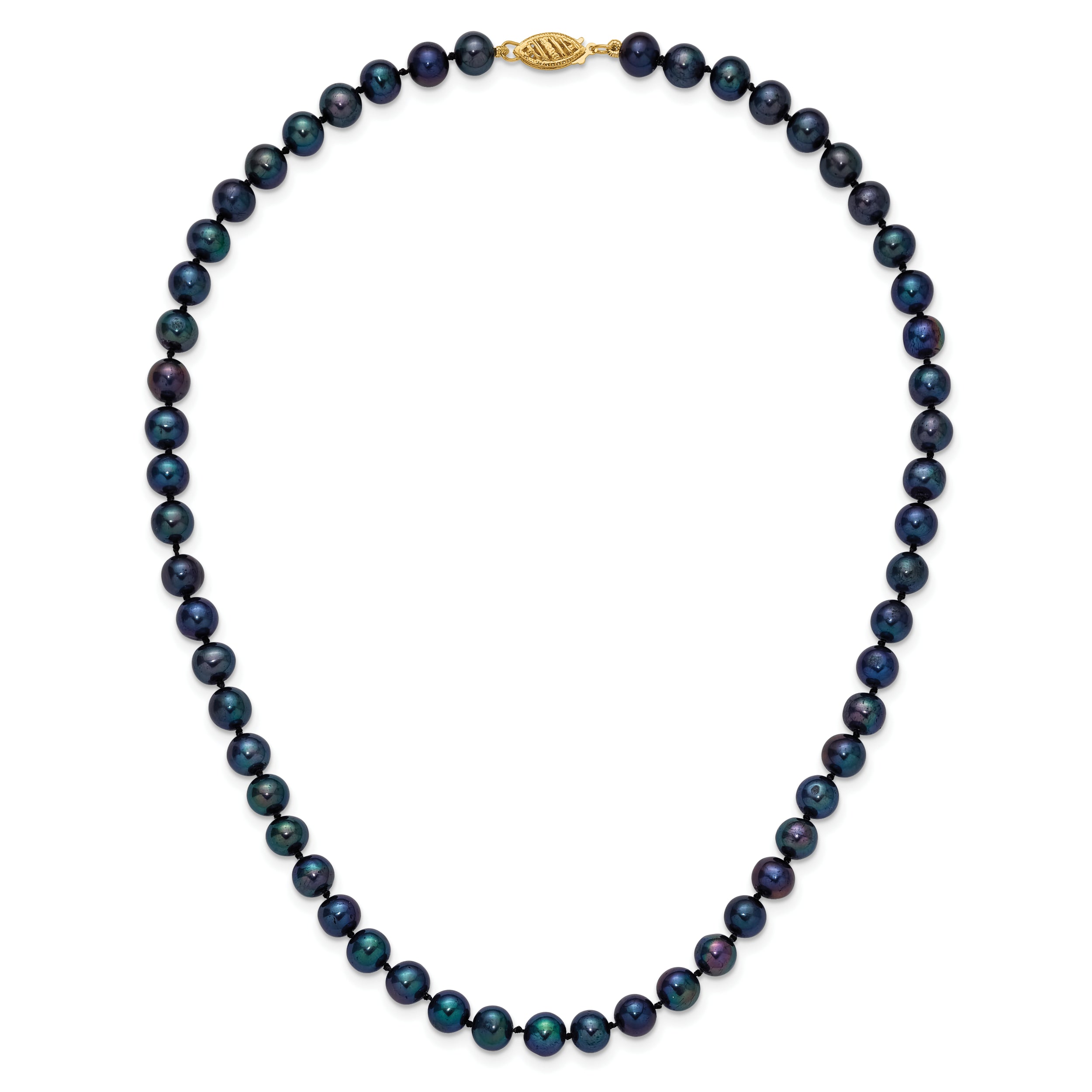 14k 6-7mm Black Near-Round Freshwater Cultured Pearl 7.5 inch Bracelet