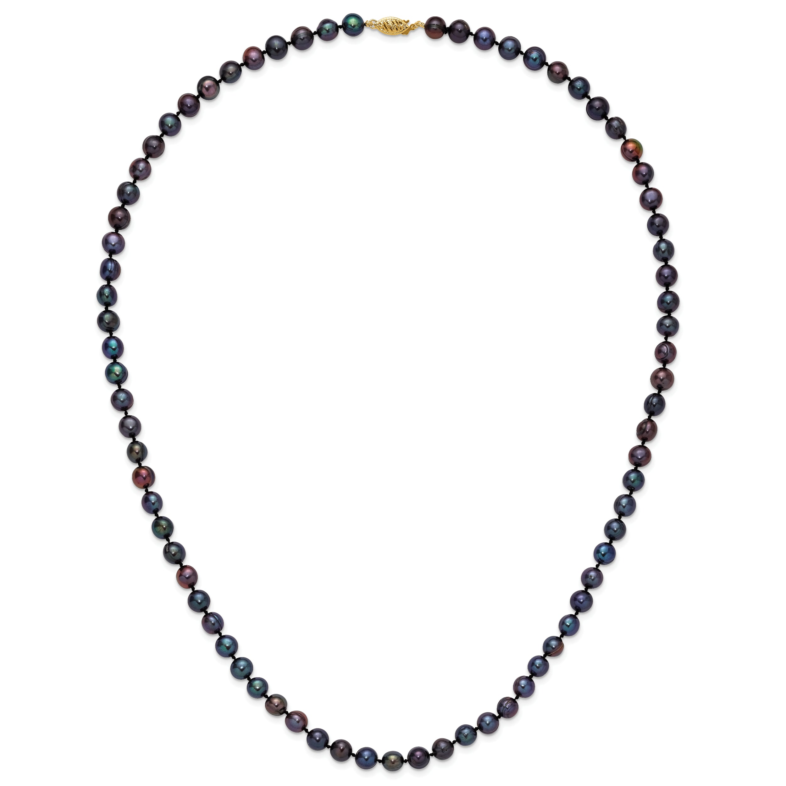 14k 6-7mm Black Near-Round Freshwater Cultured Pearl 7.5 inch Bracelet