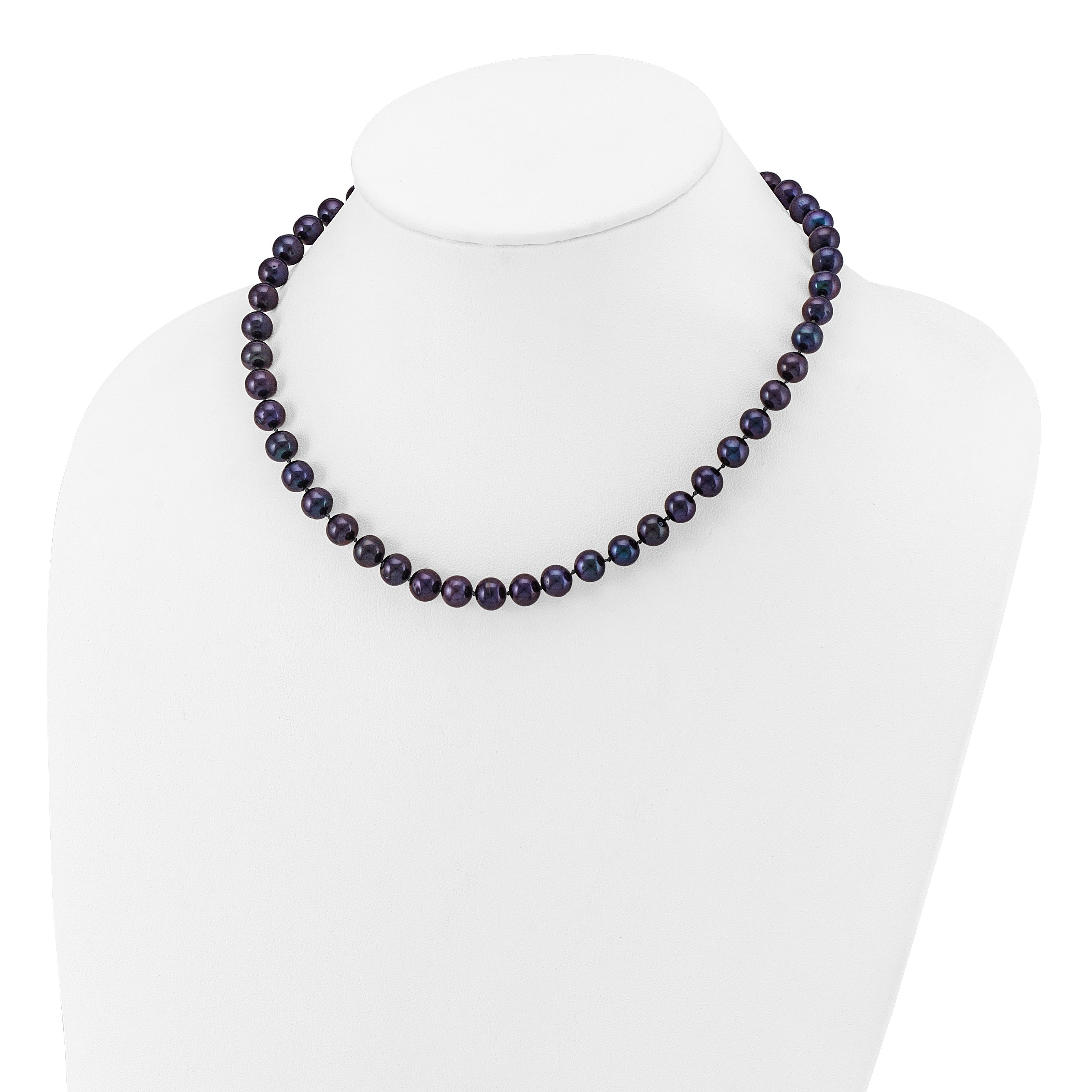 14k 7-8mm Black Near-Round Freshwater Cultured Pearl 7.5 inch Bracelet