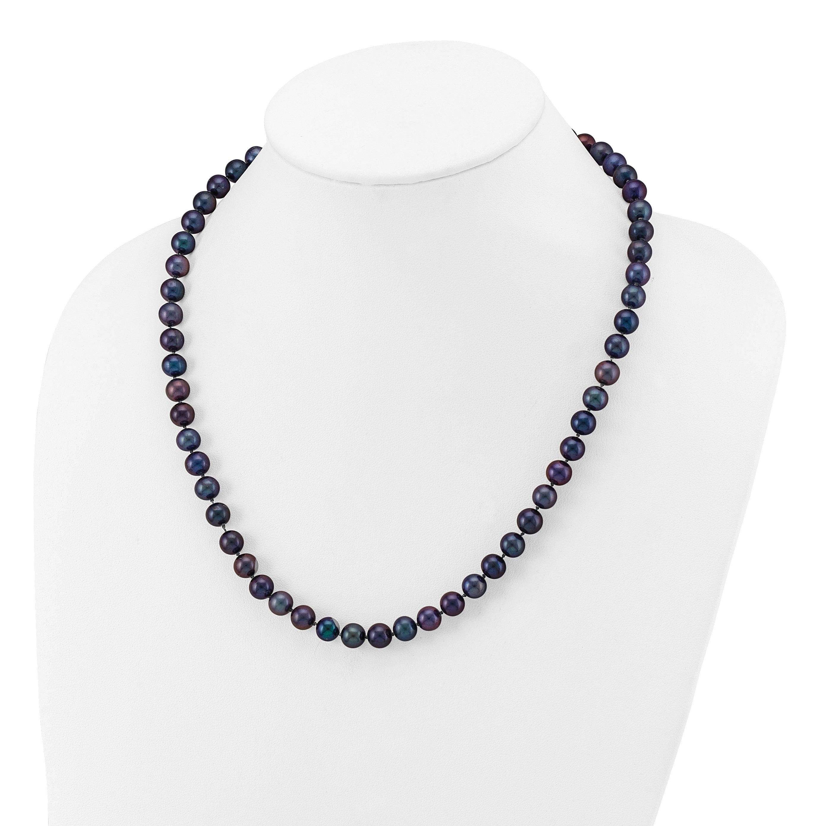 14k 7-8mm Black Near-Round Freshwater Cultured Pearl 7.5 inch Bracelet