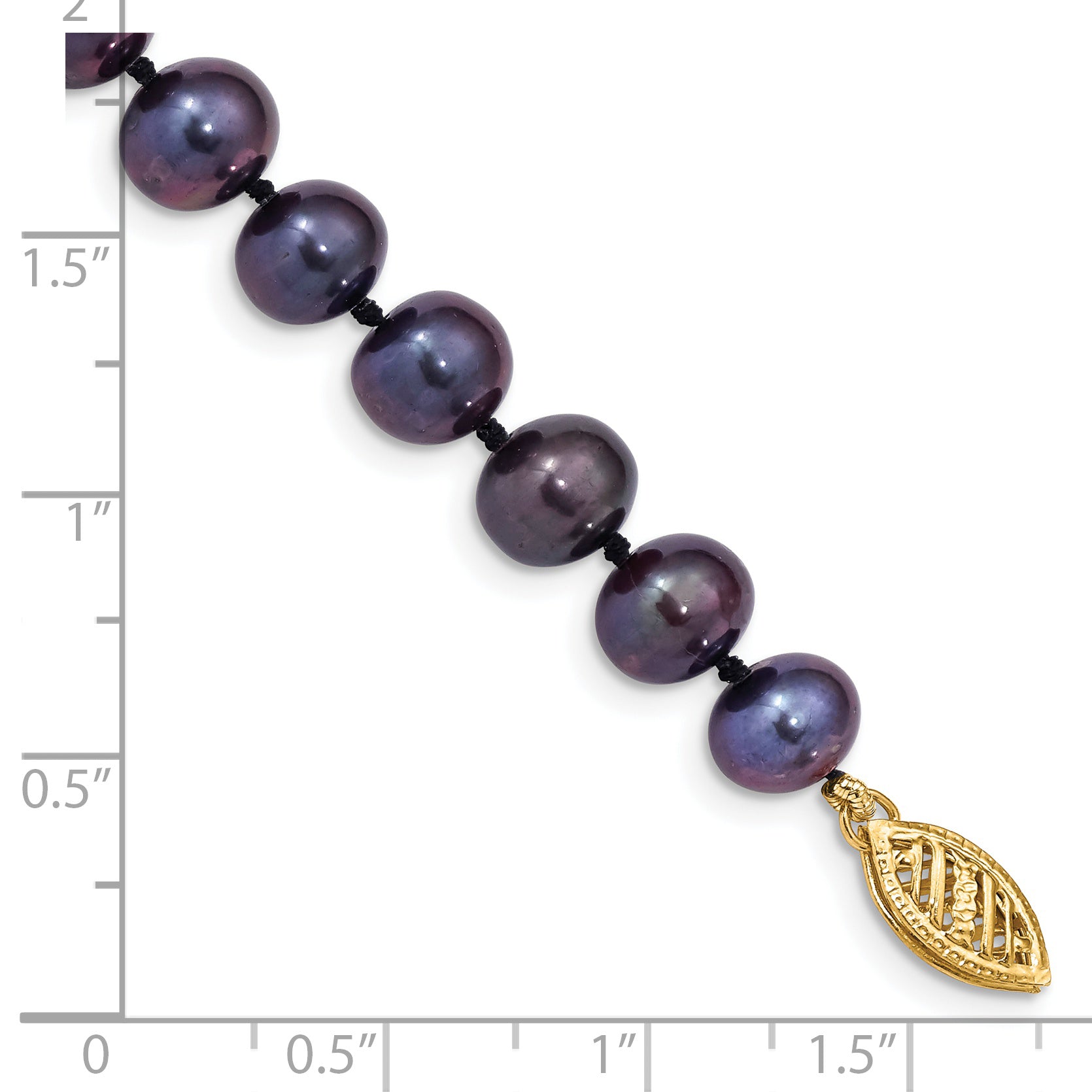 14k 7-8mm Black Near-Round Freshwater Cultured Pearl 7.5 inch Bracelet