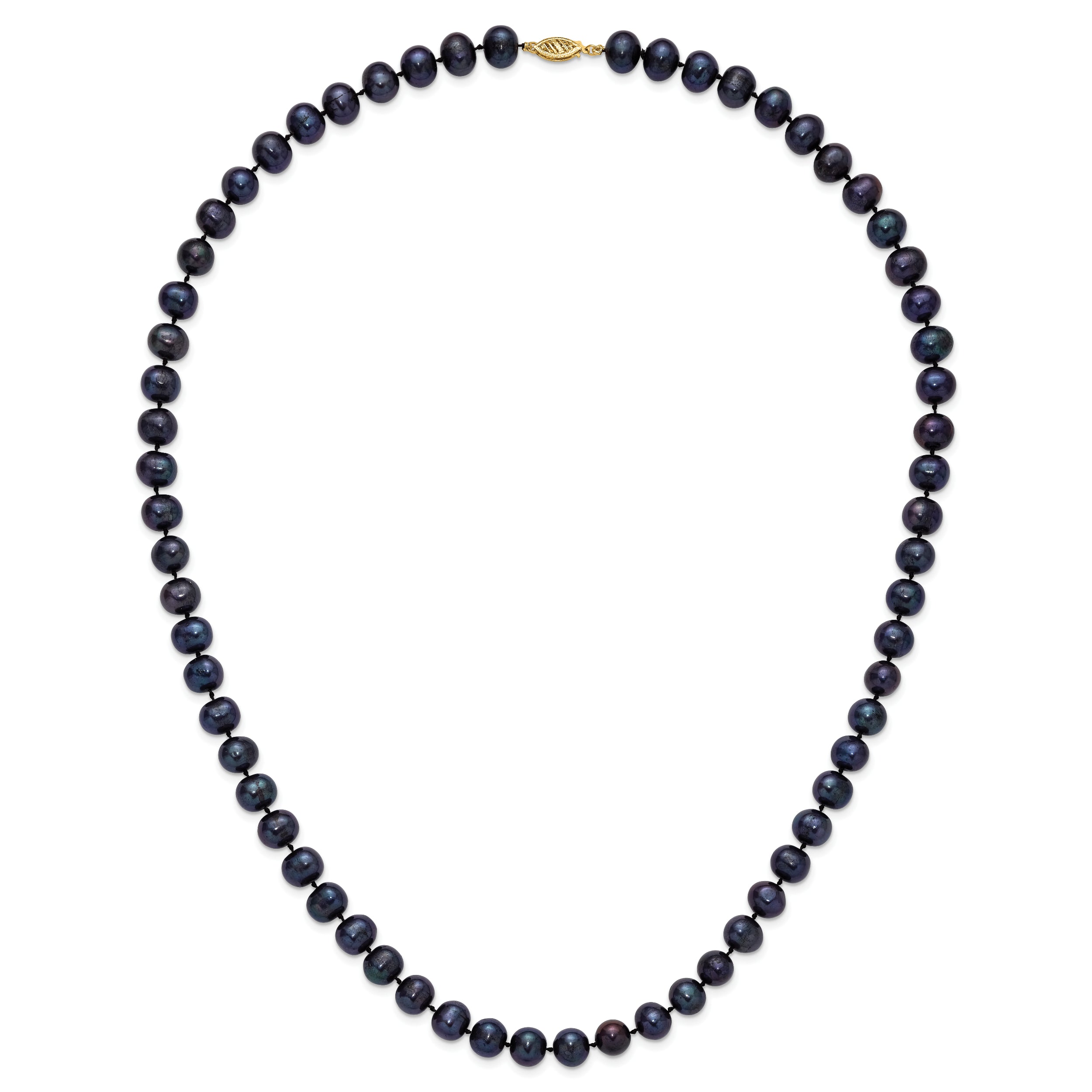 14k 8-9mm Black Near-Round Freshwater Cultured Pearl 7.5 inch Bracelet