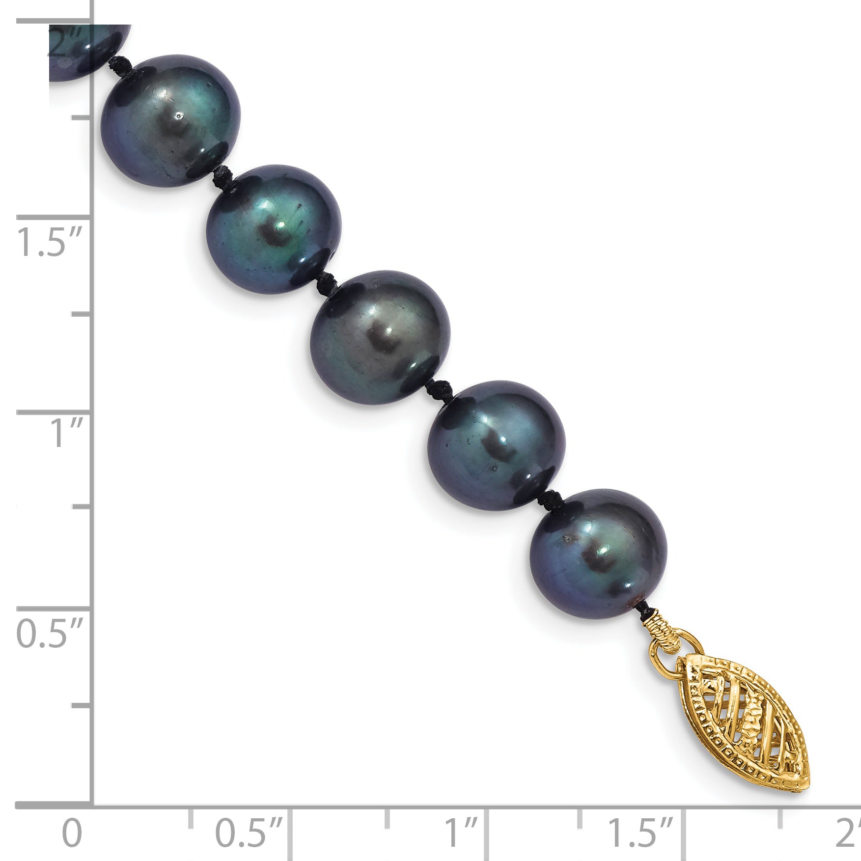14k 8-9mm Black Near-Round Freshwater Cultured Pearl 7.5 inch Bracelet