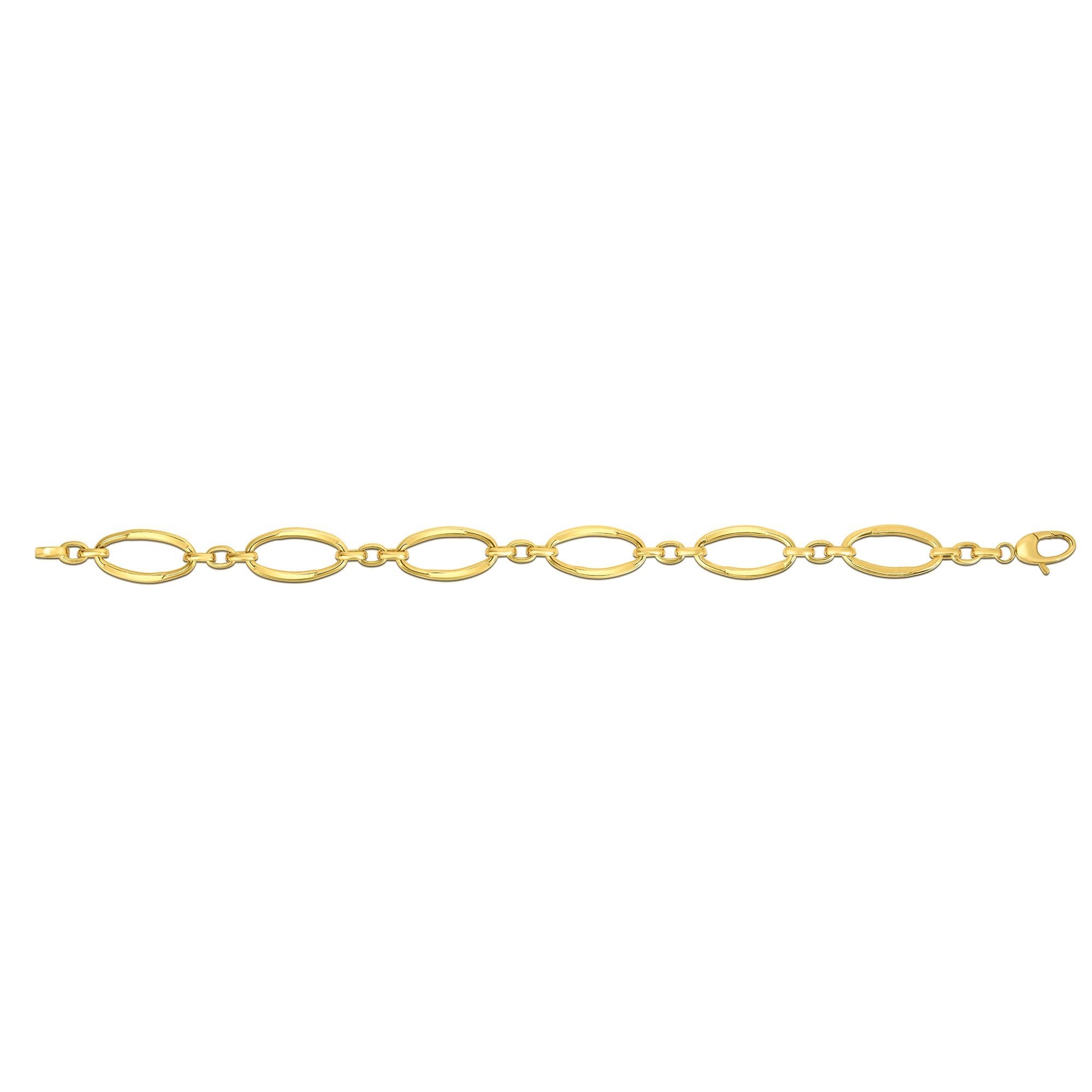 14K Yellow Gold 7.5" Polished Three Plus One Oval Link