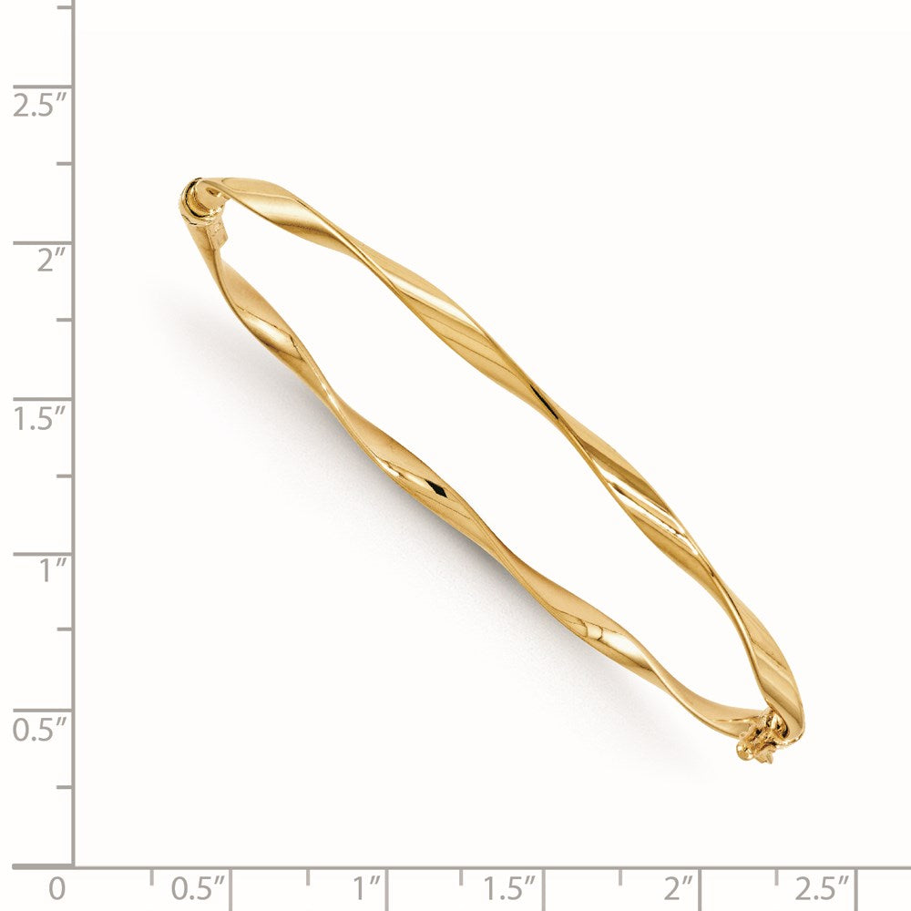 14K Polished Twisted Hinged Bangle