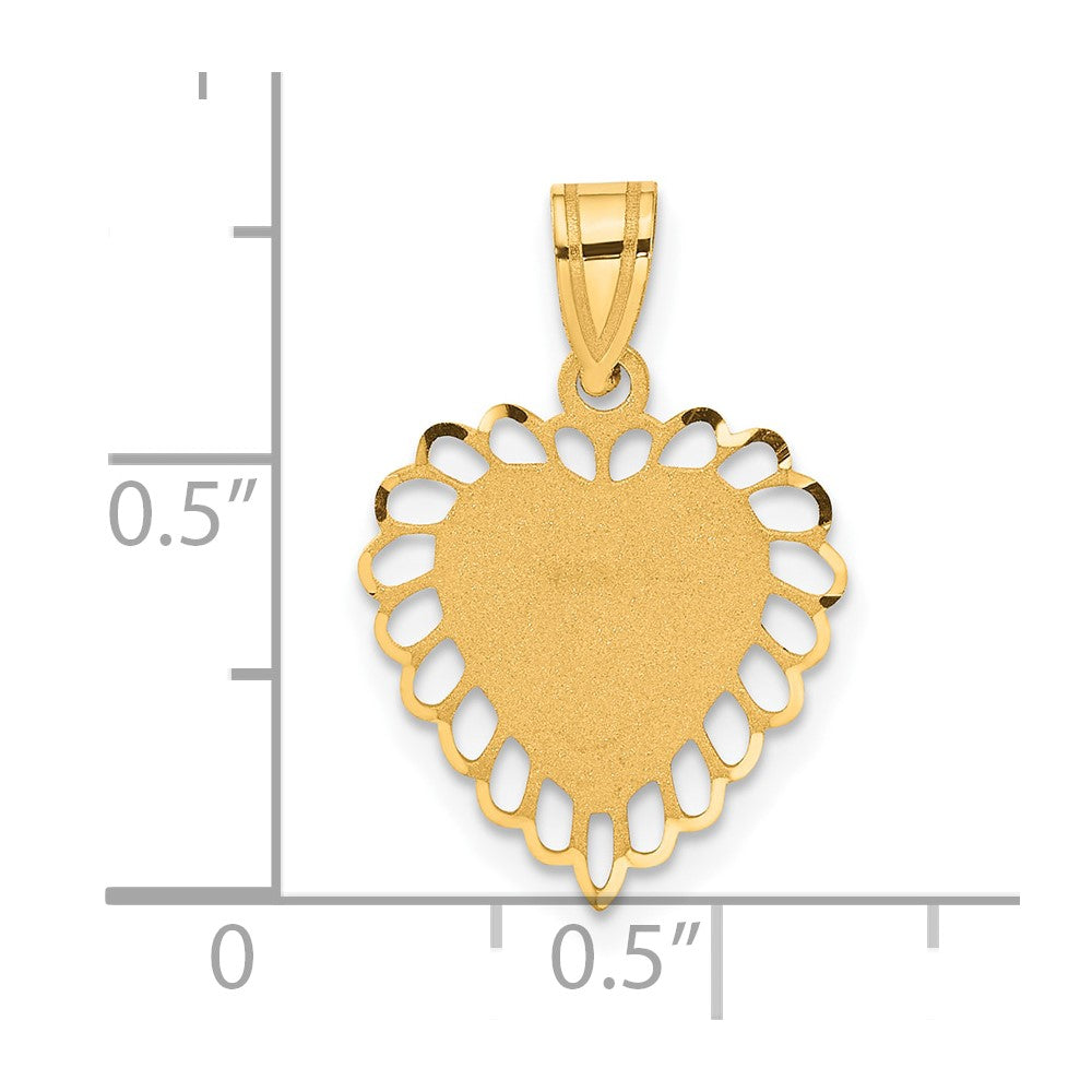 14K Polished Border Heart Pendant