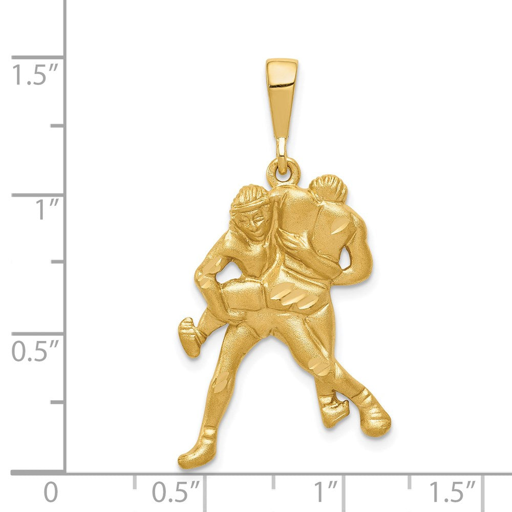 14K Satin and Diamond-cut Wrestlers Charm