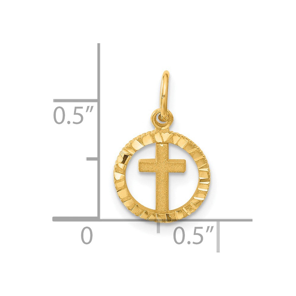 14K Eternal Life Cross in Circle Charm