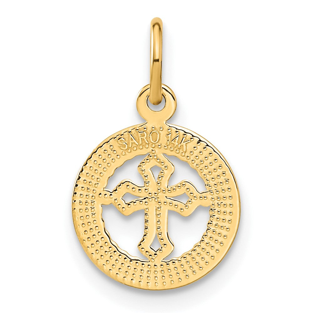 14K Eternal Life Cross in Circle Charm