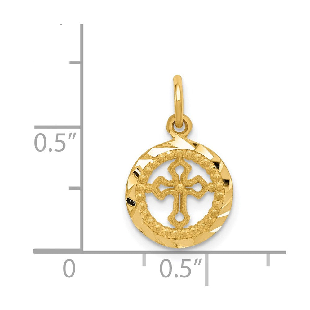 14K Eternal Life Cross in Circle Charm